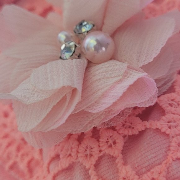 Peach denim floral fun refashioned jacket - Picture 5 of 6